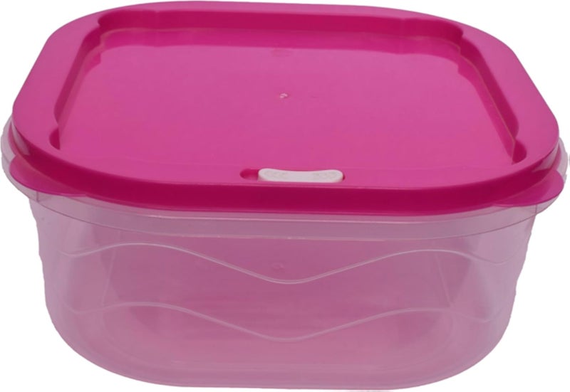 مجموعة علب طعام بلاستيكية مربعة محكمة الإغلاق، 10×10 سم، 14×14 سم، 17×17 سم، 20×20 سم، 4 قطع - لون فوشيا